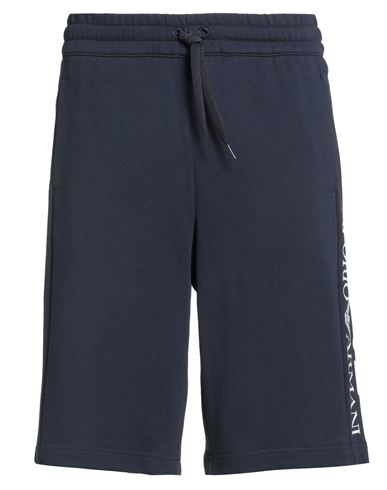 Ea7 Man Shorts & Bermuda Shorts Midnight Blue Size Xxl Cotton In Blue