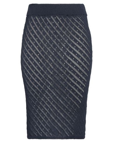 Vicolo Woman Midi Skirt Navy Size Onesize Cotton, Acrylic In Navy Blue