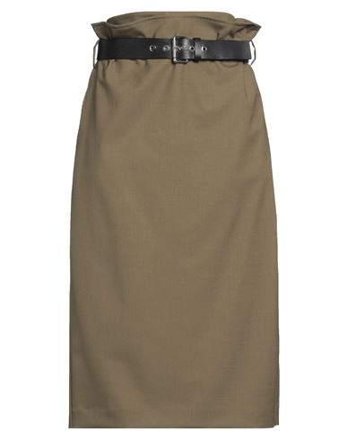 Tela Woman Midi Skirt Military Green Size 10 Polyester, Virgin Wool, Elastane In Green