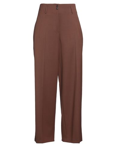 Alberto Biani Woman Pants Brown Size 10 Virgin Wool, Elastane In Brown