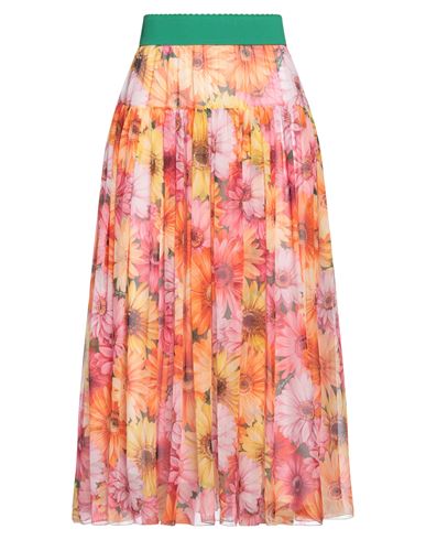 Dolce & Gabbana Woman Midi Skirt Orange Size 2 Silk In Orange