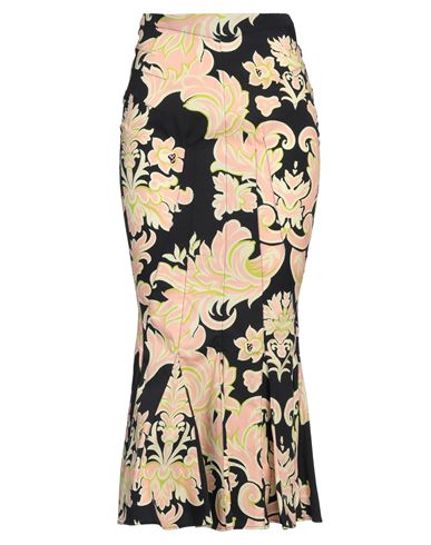 Etro Tropical-print Paneled Midi Trumpet Skirt In Blue