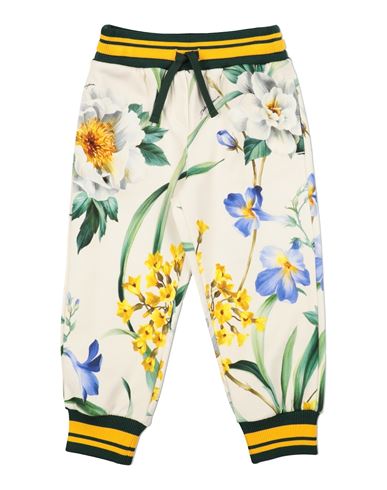 Dolce & Gabbana Toddler Girl Pants Ivory Size 4 Cotton, Elastane In White