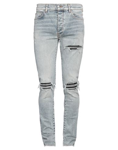 Amiri Mx1' Ribbed Leather Knee Patch Ripped Washed Skinny Jeans In Clayindigo