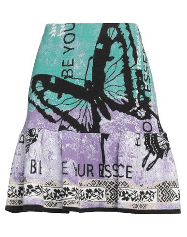 Bye Woman Mini Skirt Turquoise Size M Acrylic, Wool, Viscose In Blue