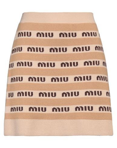 Miu Miu Logo Mini Skirt In Beige