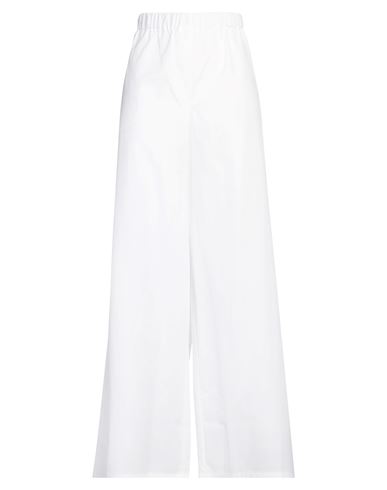Max Mara Rio Cotton Blend Poplin Pants In White