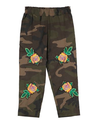 Shirtaporter Toddler Girl Pants Military Green Size 4 Cotton, Elastane In Green