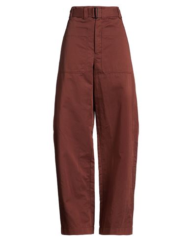 Lemaire Woman Pants Chocolate Brown Size 6 Cotton, Linen In Burgundy