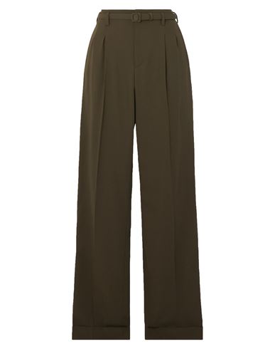 Polo Ralph Lauren Ralph Lauren Collection Woman Pants Military Green Size 8 Wool, Cow Leather In Green