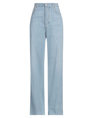 Shop Bottega Veneta Woman Jeans Blue Size 8 Cotton, Cow Leather