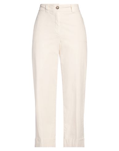 Peserico Easy Woman Pants Ivory Size 12 Cotton, Lyocell, Elastane In White