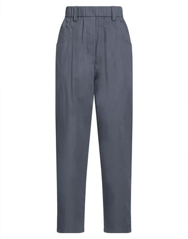 Brunello Cucinelli Woman Pants Slate Blue Size 4 Cotton, Brass In Blue