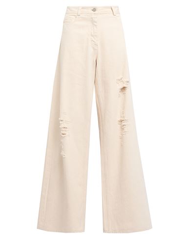 Isabel Benenato Woman Jeans Ivory Size 10 Cotton