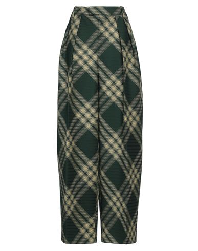 Burberry Pleated Check Wool Trousers In Green