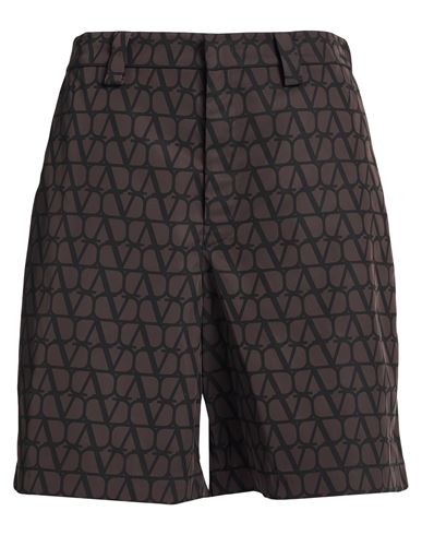 Valentino Garavani Man Shorts & Bermuda Shorts Dark Brown Size 34 Polyester In Brown