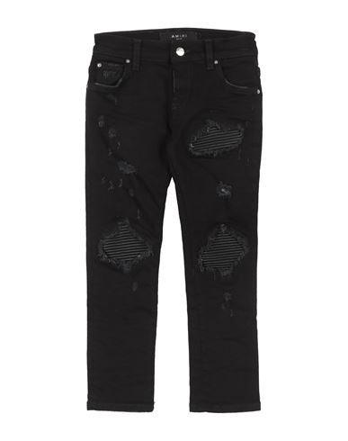 Amiri Toddler Boy Jeans Black Size 6 Cotton, Elastomultiester, Elastane, Ovine Leather In Black