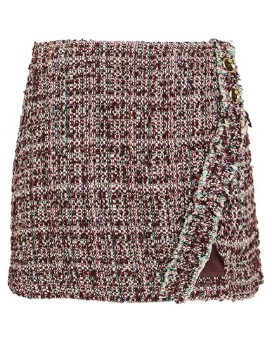 Pinko Woman Mini Skirt Plum Size 4 Cotton, Acrylic, Polyester, Wool, Synthetic Fibers In Purple