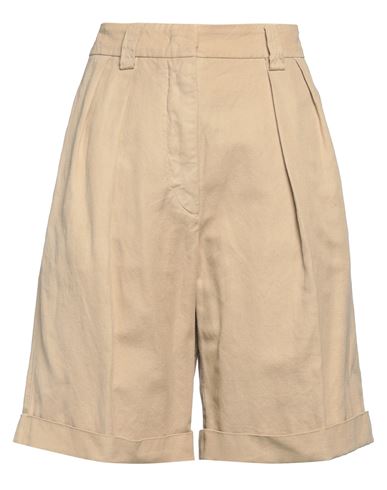 Aspesi Double-pleated Linen Blend Shorts In Beige