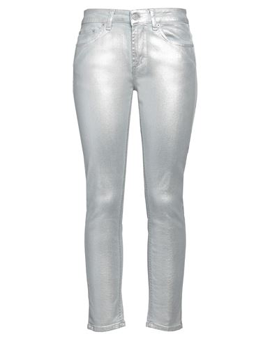 Dondup Woman Jeans Silver Size 32 Cotton, Elastane In Metallic