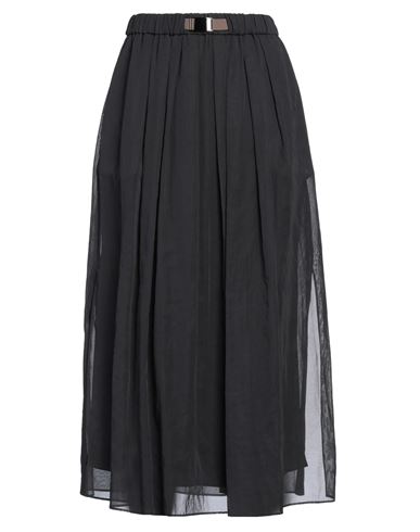 Brunello Cucinelli Lignite Silk Midi Skirt In Grey