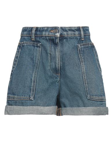Valentino Garavani Woman Denim Shorts Blue Size 4 Cotton, Calfskin In Blue