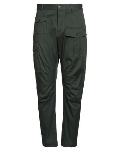 Dsquared2 Man Pants Military Green Size 38 Cotton, Elastane In Green