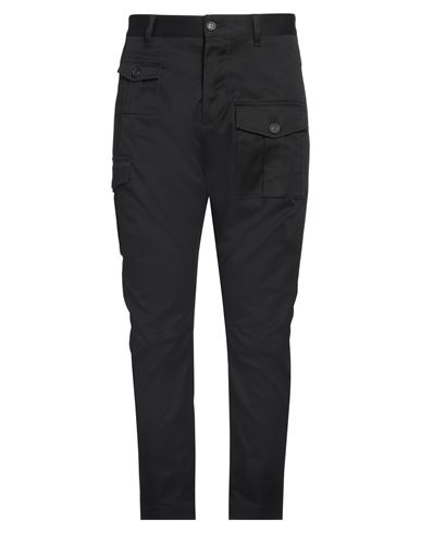 Dsquared2 Tapered Cotton Cargo Trousers In Black