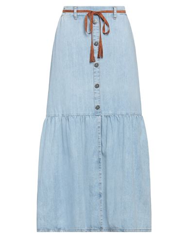 Vicolo Woman Denim Skirt Blue Size S Cotton In Blue