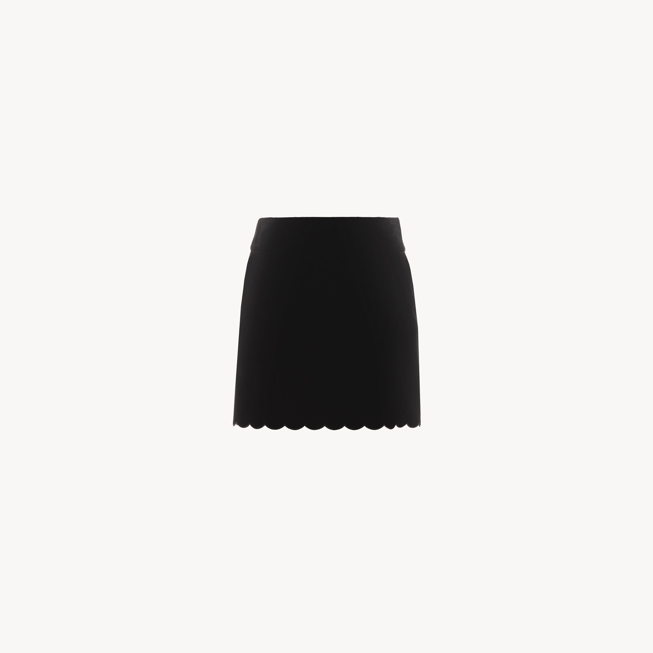 Chloé Velvet Scallop-rimmed Mini Skirt In Black