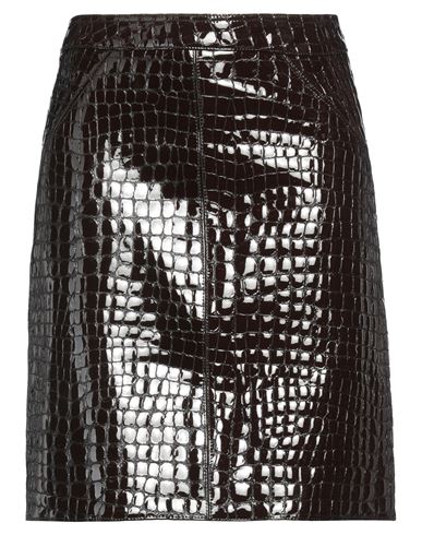 Tom Ford Woman Mini Skirt Dark Brown Size 4 Goat Skin In Brown