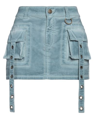 Blumarine Woman Mini Skirt Pastel Blue Size 6 Cotton, Elastane In Blue