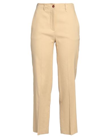 Alysi Woman Pants Beige Size 10 Linen, Viscose, Elastane In Beige