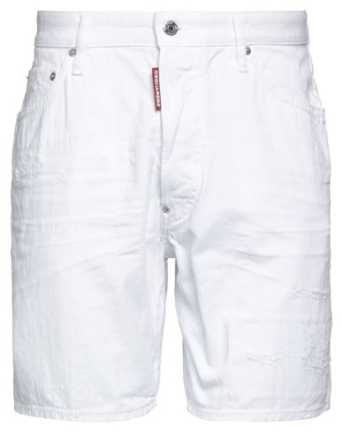 Dsquared2 Man Denim Shorts White Size 38 Cotton, Elastane In White