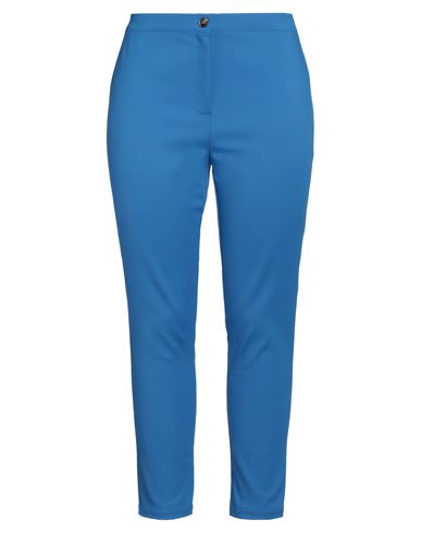 Marina Rinaldi Woman Pants Bright Blue Size 12 Cotton, Polyamide, Elastane In Blue