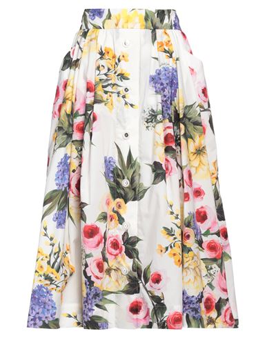 Dolce & Gabbana Pleated Floral-print Cotton-poplin Midi Skirt In White