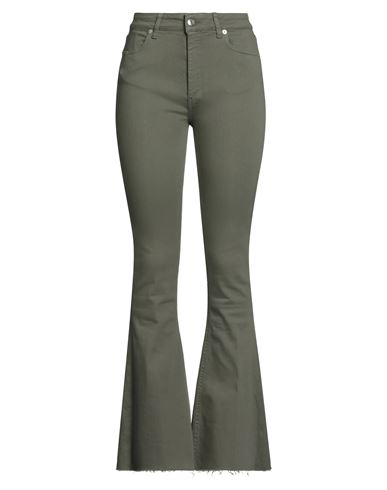 Vicolo Woman Jeans Military Green Size L Cotton, Elastomultiester, Elastane In Green