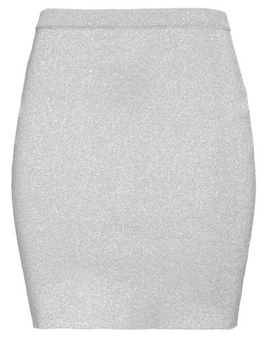 FEDERICA TOSI FEDERICA TOSI WOMAN MINI SKIRT SILVER SIZE 8 VISCOSE, POLYESTER, METALLIC POLYESTER 