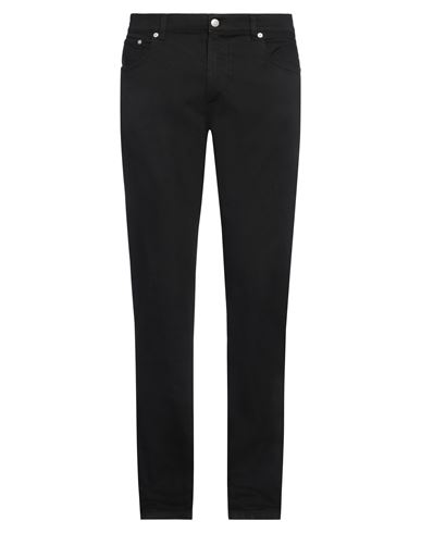 ALEXANDER MCQUEEN ALEXANDER MCQUEEN MAN JEANS BLACK SIZE 33 COTTON, ELASTANE, CALFSKIN