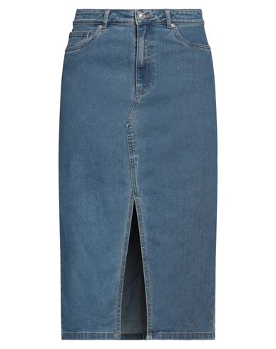 Only Blue Denim Woman Denim Skirt Blue Size L Cotton, Polyester, Elastane In Blue