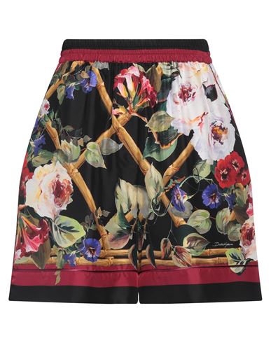 Dolce & Gabbana Woman Shorts & Bermuda Shorts Black Size 4 Silk In Multi