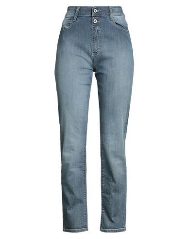 Please Woman Jeans Blue Size L Cotton, Elastane