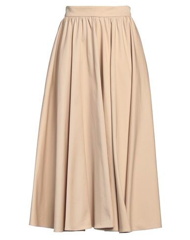 Patou Woman Midi Skirt Beige Size 8 Cotton