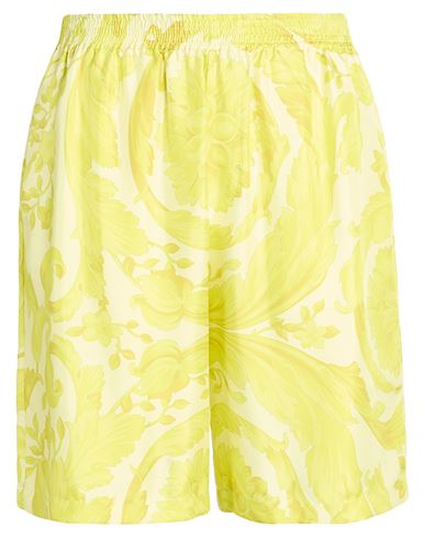 Versace Barocco-printed Elasticated Waistband Shorts In Yellow