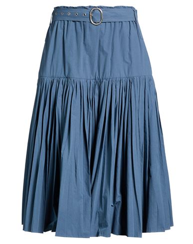 Jil Sander + Woman Midi Skirt Slate Blue Size 8 Cotton