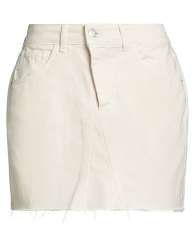 Haveone Woman Denim Skirt Cream Size M Cotton In Neutral