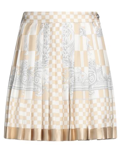 Versace Woman Mini Skirt Beige Size 6 Silk In Beige