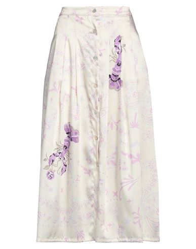 Lisa C Woman Midi Skirt Ivory Size M Silk, Viscose In White