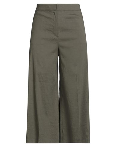 Theory Woman Pants Military Green Size 10 Linen, Viscose, Elastane