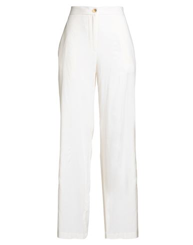 Vicolo Woman Pants Ivory Size L Viscose, Linen In Animal Print